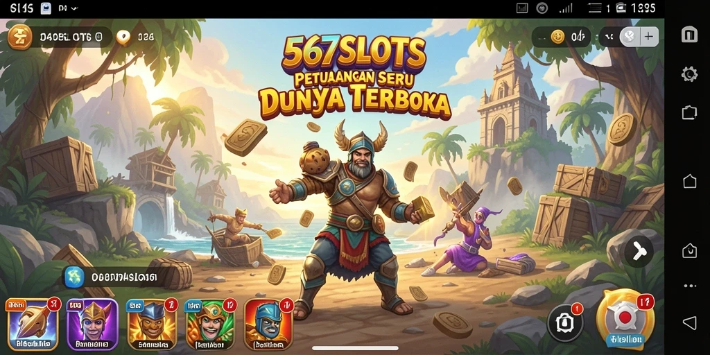 Screenshot 567SLOTS menampilkan pemandangan indah dunia terbuka.