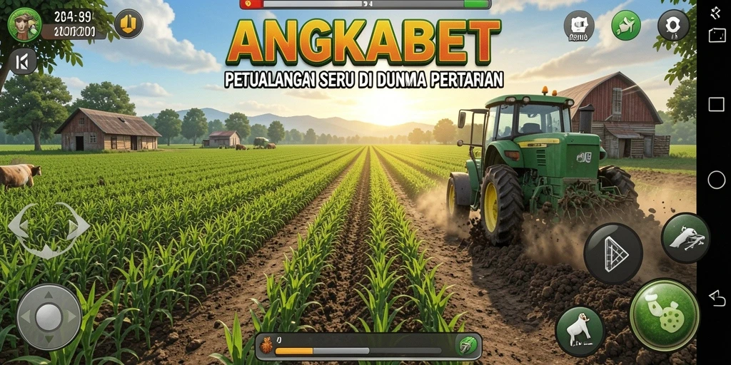 Tampilan gameplay ANGKABET yang menarik dan penuh warna saat bercocok tanam.