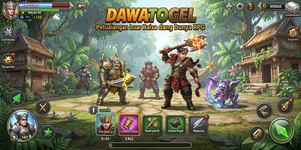 Menampilkan aksi seru di dunia DAWATOGEL yang penuh petualangan RPG.