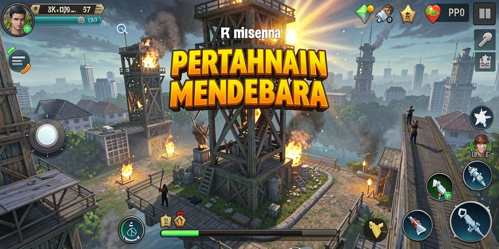 Tampilan gameplay PP7 yang mendebarkan dan penuh strategi Tower Defense.