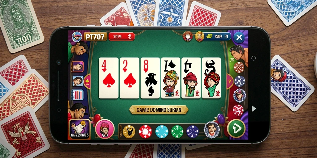 Tampilan gameplay seru dari PT707 dengan banyak variasi permainan Domino.