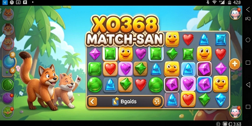 Tangkapan layar utama menampilkan gameplay Match-3 yang seru dan penuh warna.